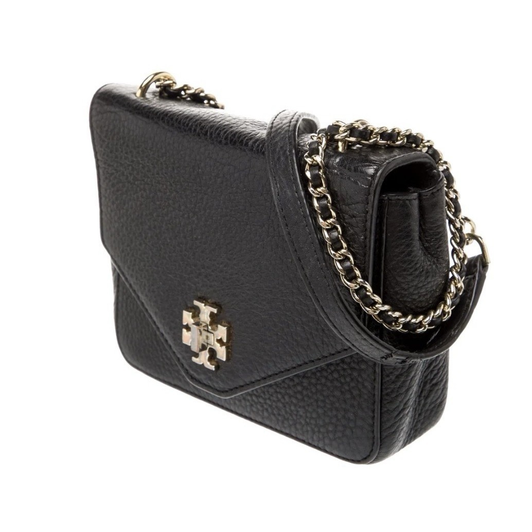 Tory Burch Kira Black Pebbled Leather Mini Convertible Shoulder Crossbody Bag